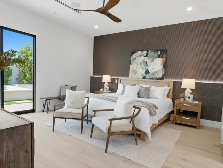 Staged primary bedroom